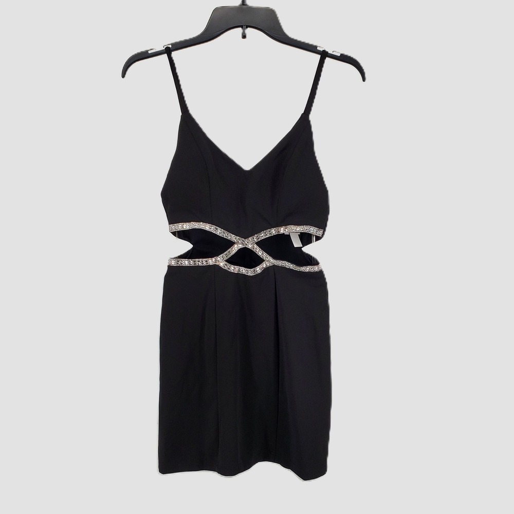 Speechless‎ Juniors Size 3 Black Rhinestone Cutout Mini Dress DB0202DNE New